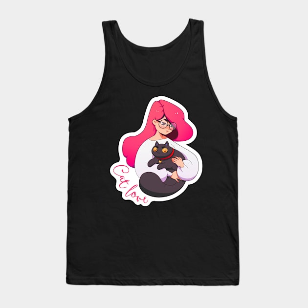 Cat Lady with Glasses Tank Top by machmigo